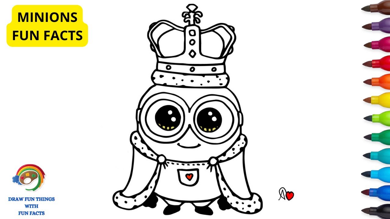 How to draw minion king bob with minion fun facts step by step drawing coloring pages