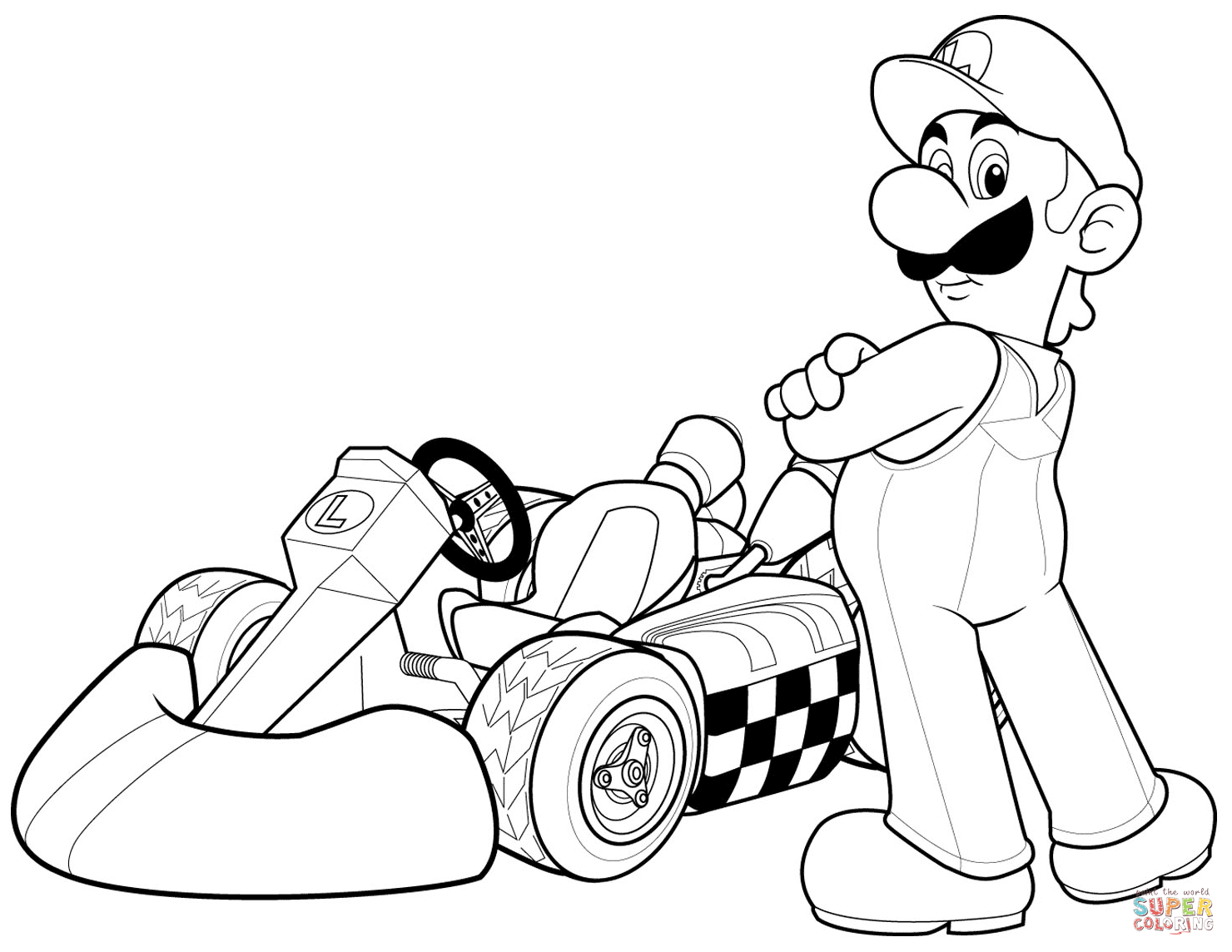 Luigi in mario kart wii coloring page free printable coloring pages