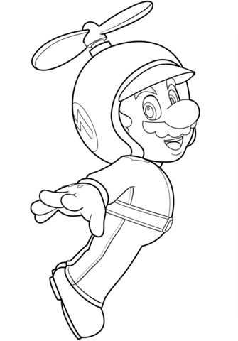 Propeller mario coloring page free printable coloring pages