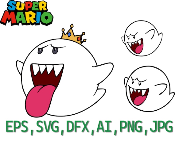 Super mario svg dxf eps png illustrator king boo clipart king boo svg king boo vector