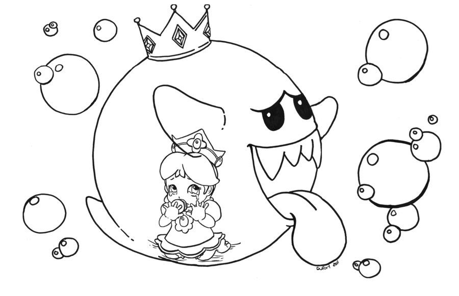 Daisy trapped in king boo mario coloring pages king boo coloring pages