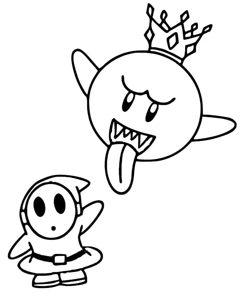 Toad and shy guy mario coloring page