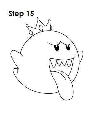 Draw king boo step king boo mario tattoo cartoon drawing tutorial