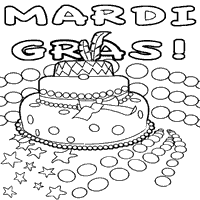 Mardi gras cake coloring pages