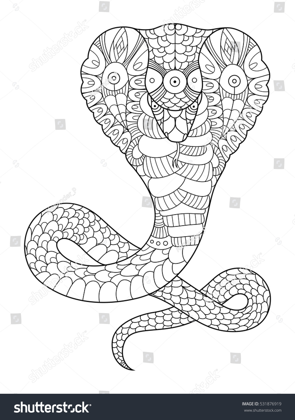 Hakuun cobra snake coloring book adults vector liittyvã vektorikuva rojaltivapaa