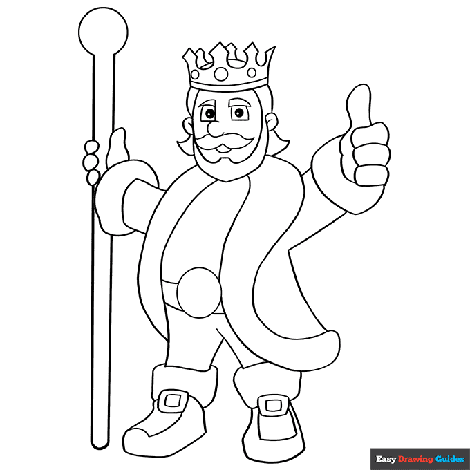 King coloring page easy drawing guides