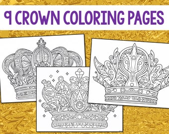 Crown coloring pages for kids and adults coronation coloring sheets crowns for a king queen prince or princess printable pdf pages