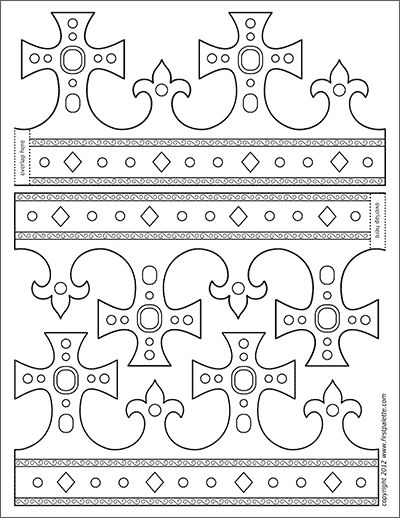 King and queens crown templates free printable templates coloring pages firstpalette crown template paper crowns crown printable