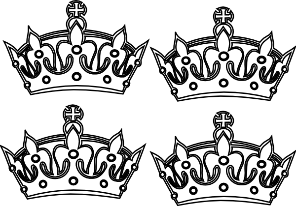 Four coloring book crowns clip art at