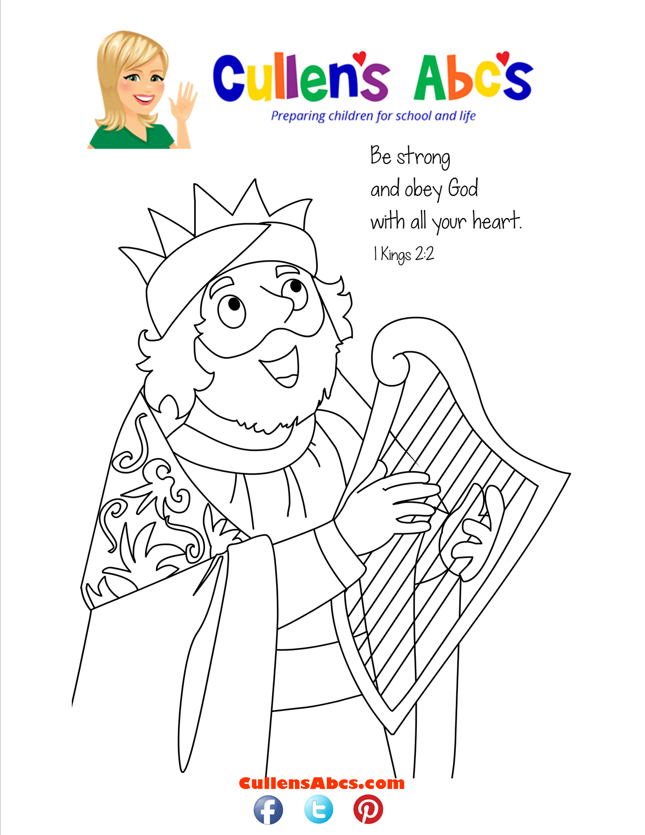 Bible memory verse coloring page king david free childrens videos activities