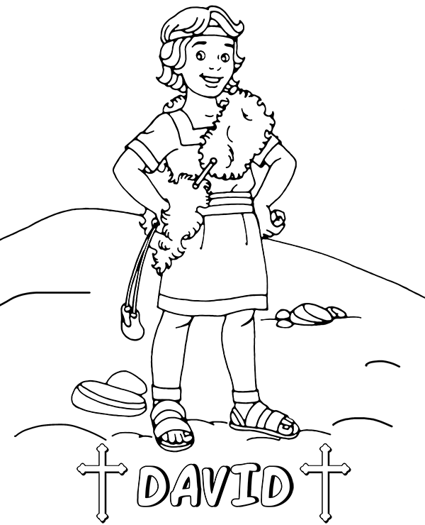 King david coloring page goliath