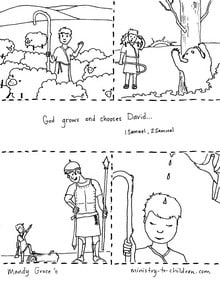 Coloring pages david fights goliath bees king