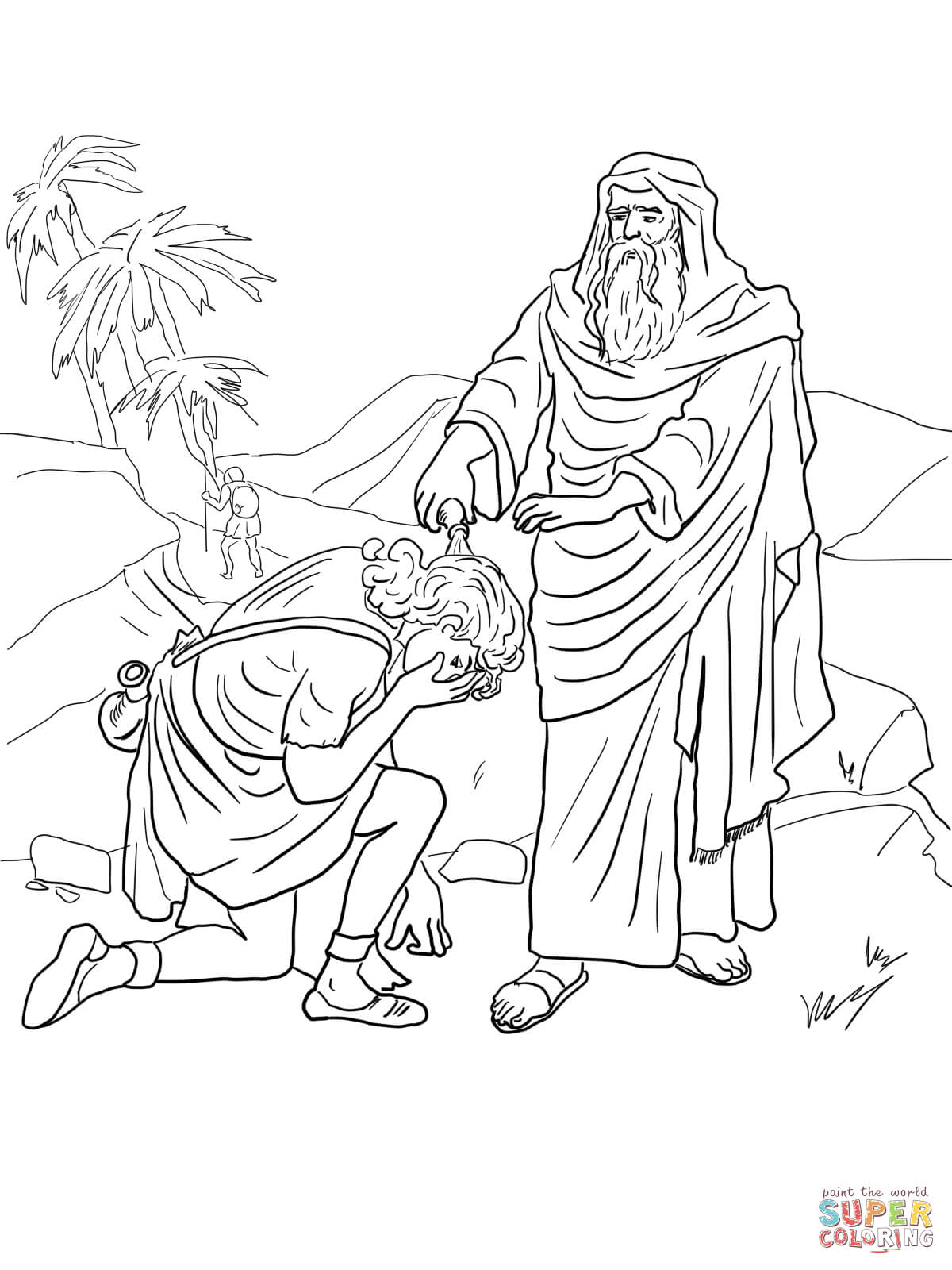 Samuel anoints david as king coloring page free printable coloring pages