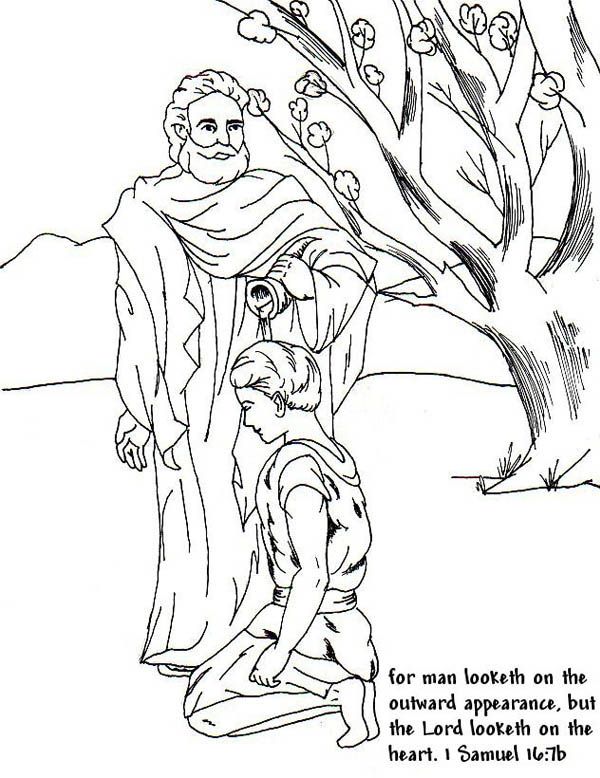 Samuel anointed david as a king in the story of king saul coloring page