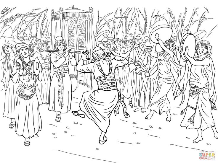 King david dancing before the ark of the covenant coloring page from king david category seleâ sunday school coloring pages bible coloring pages coloring pages