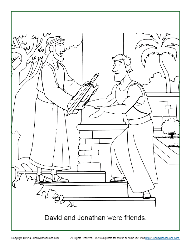 David and jonathan were friends coloring page