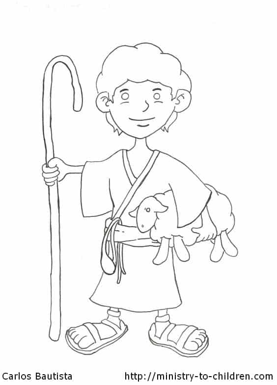 David the shepherd boy coloring page