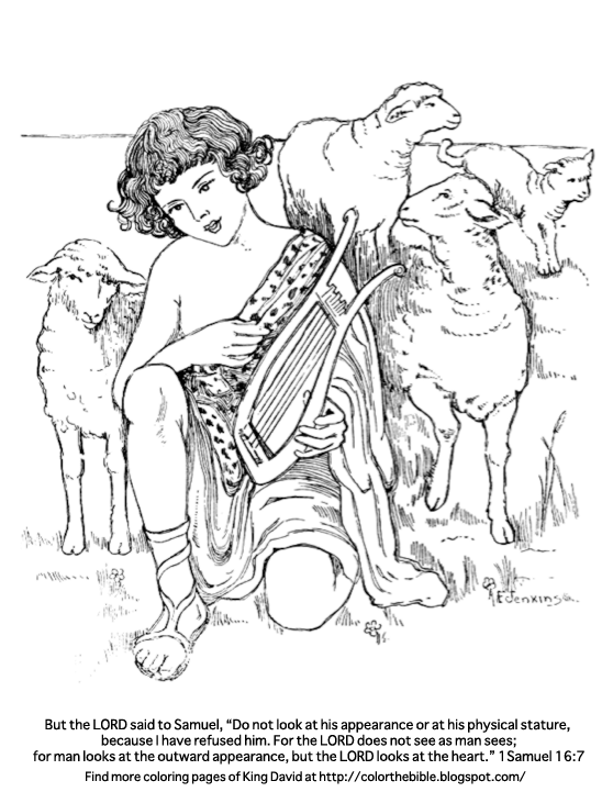 Color the bible david as a shepherd boy coloring page