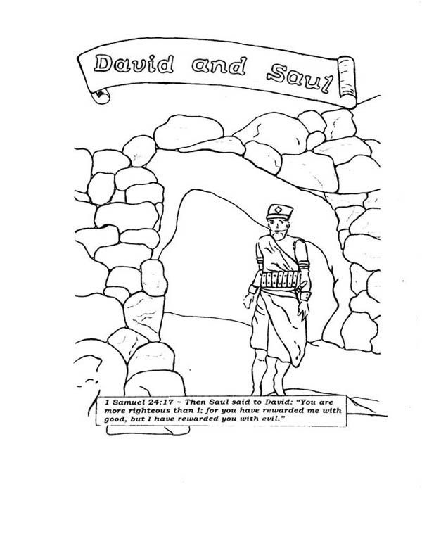 David and saul in the story of king saul coloring page