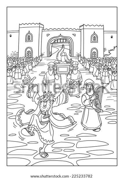 King david dancing rejoicing because priests stock illustration