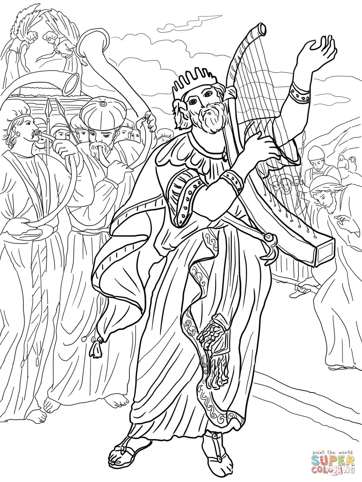 David brings the ark to jerusalem coloring page free printable coloring pages