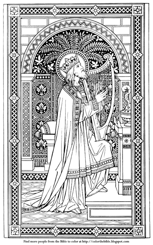 Color the bible king david plays his harp