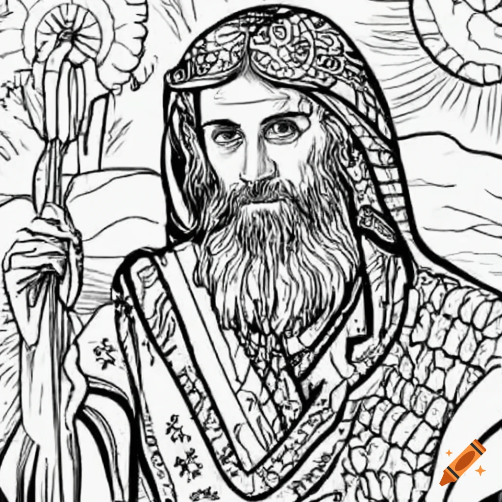 Biblical themed coloring page on