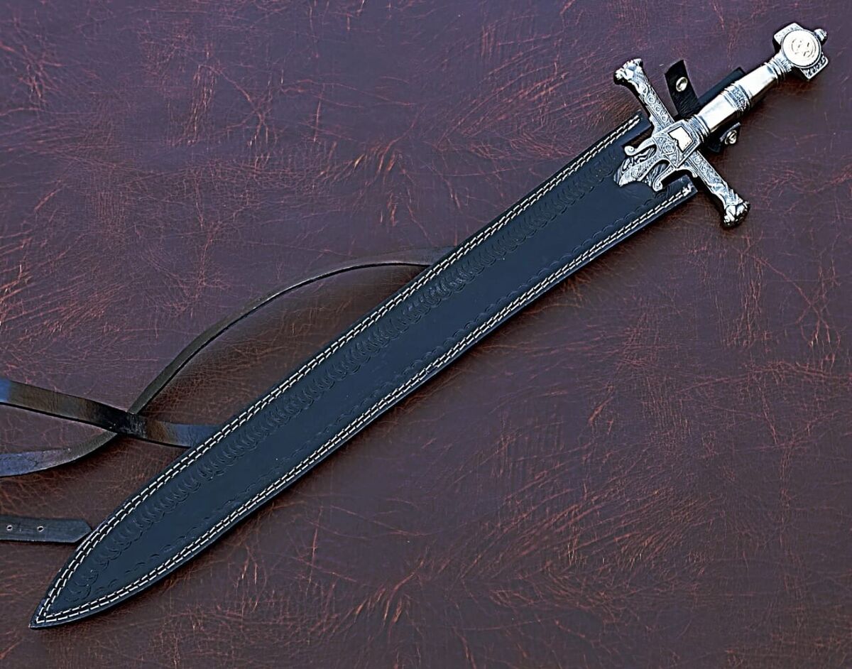 Damascus steel king solomon sworddavid sword with leather sheath