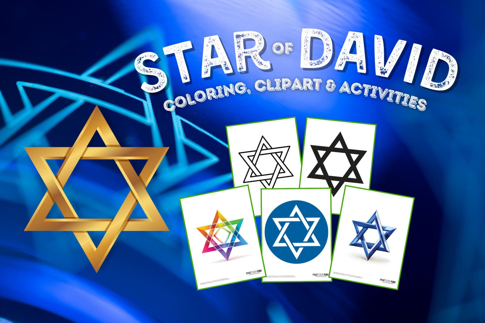 Star of david clipart pages for creative learning at