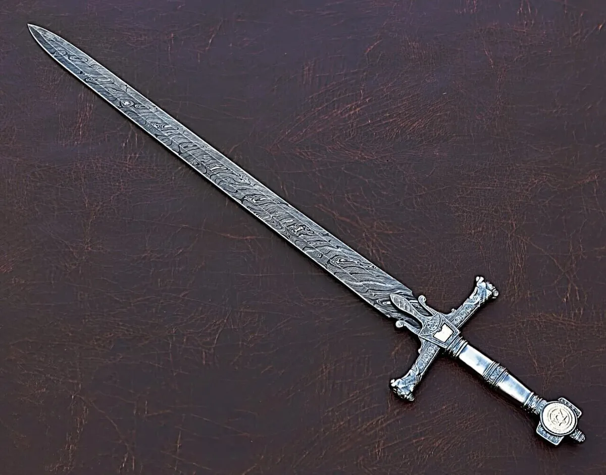 Damascus steel king solomon sworddavid sword with leather sheath