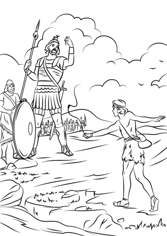 David and goliath fighting coloring page free printable coloring pages