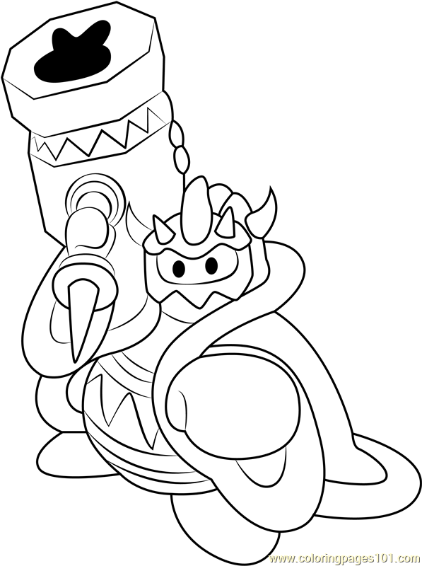 Masked dedede coloring page for kids