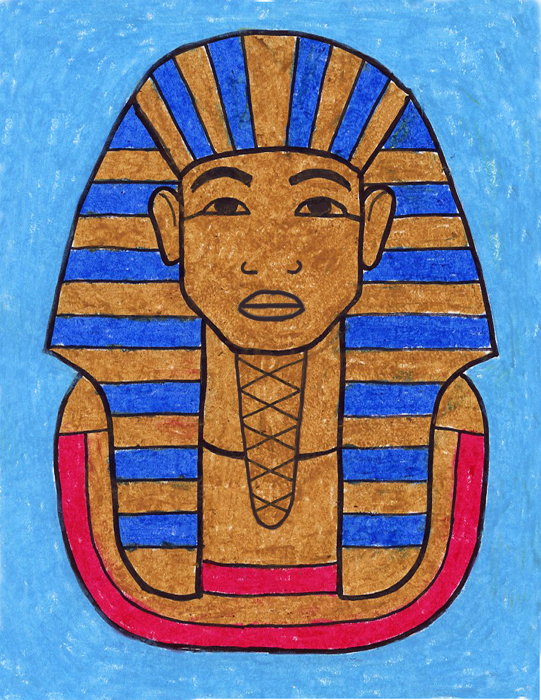 Easy how to draw king tut tutorial and king tut coloring page