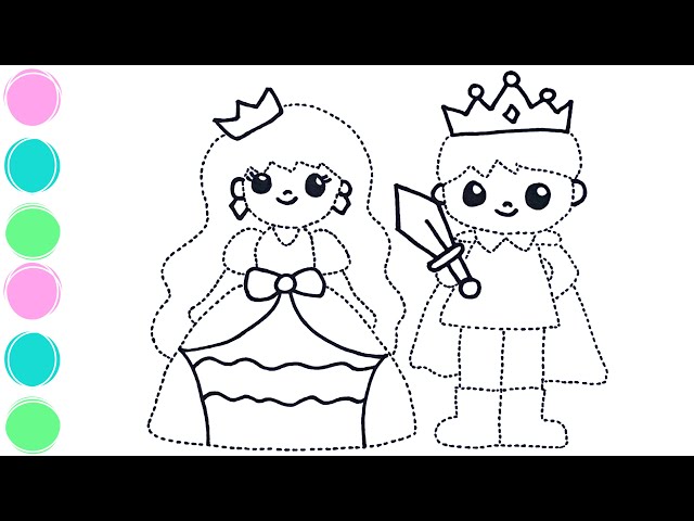 How to draw and color king and queendrawing and coloring king and queen for kidstracing drawing