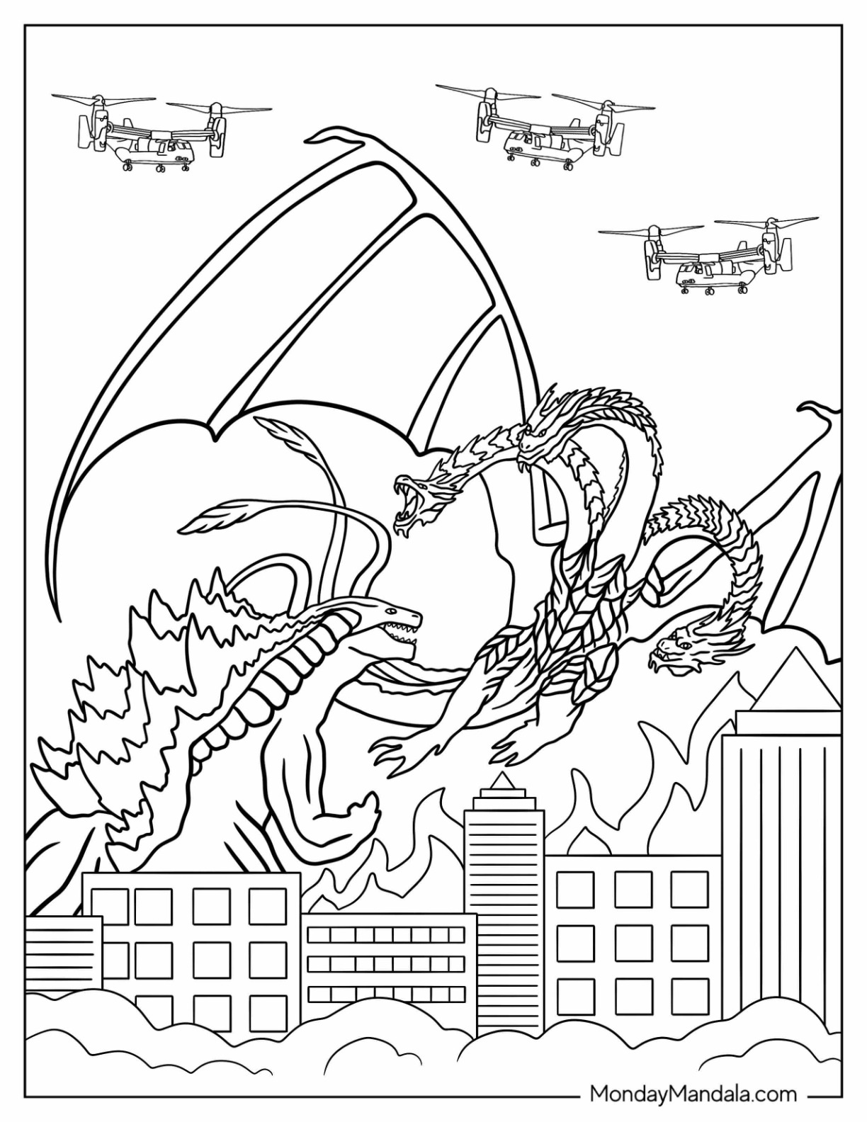 Godzilla coloring pages free pdf printables