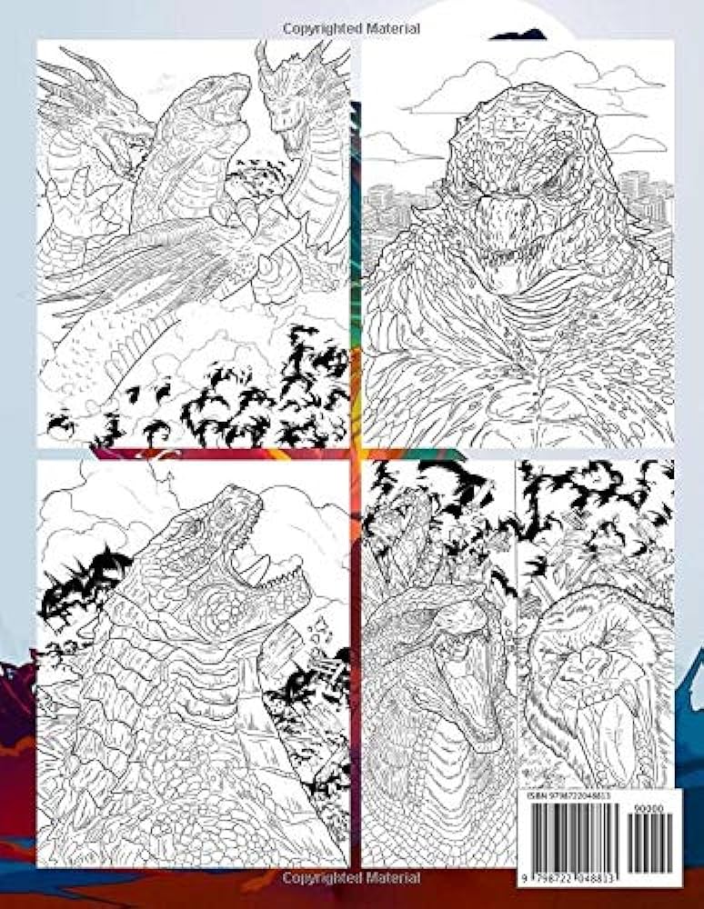 Godzilla coloring book an interesting coloring book with plenty of godzilla illustrations for relaxation and stress relief schenk jofa books