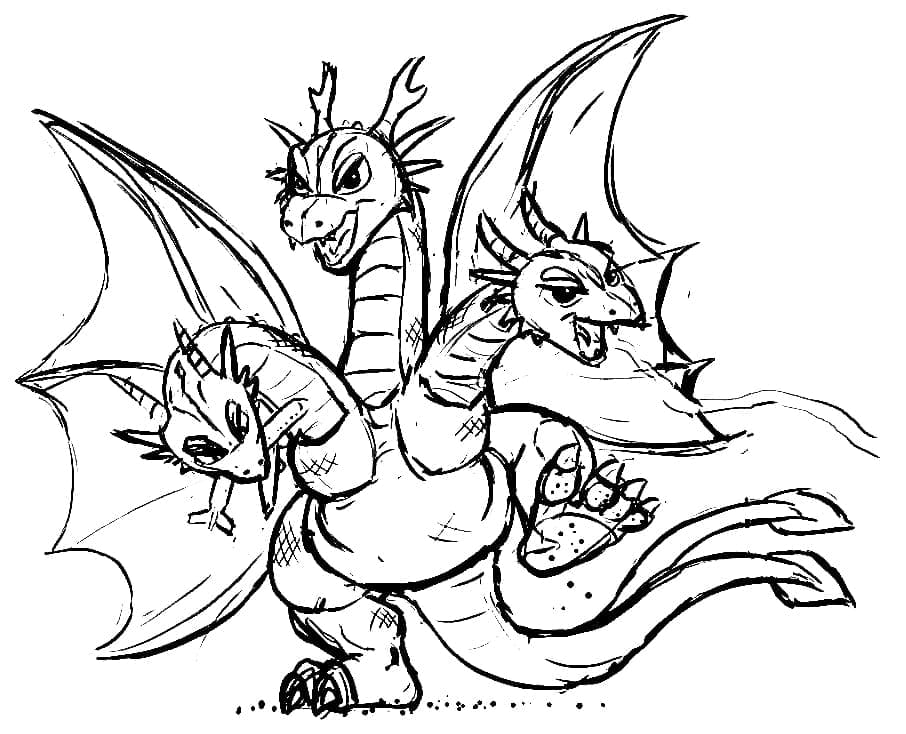 Cute king ghidorah coloring page