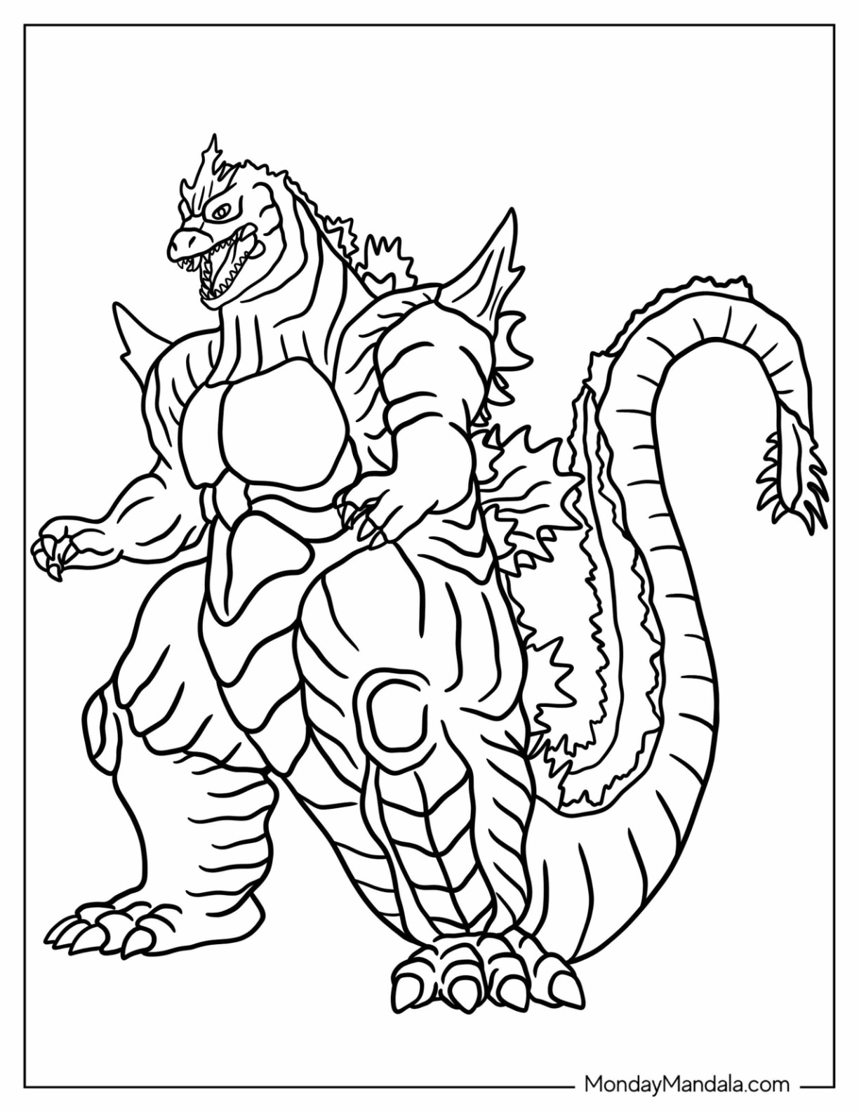 Godzilla coloring pages free pdf printables