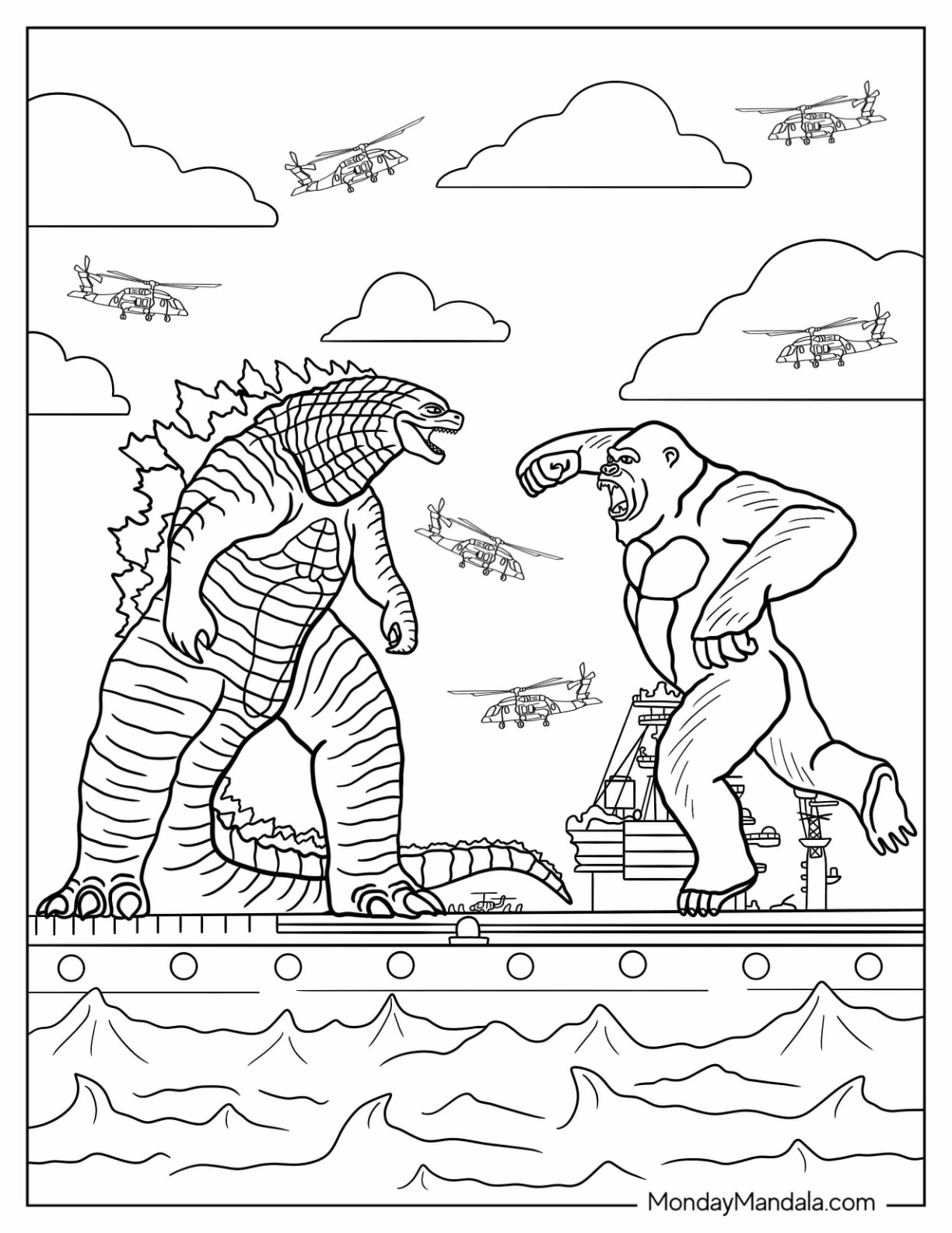 Godzilla coloring pages free pdf printables