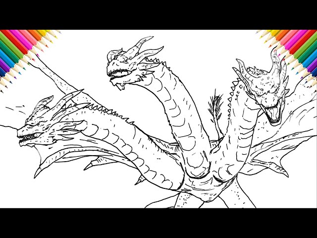 How to draw king ghidorah drawing and coloring onsterverse easy