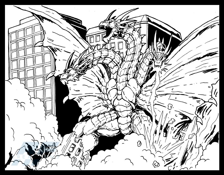 King ghidorah attacks by almightyrayzilla on deviantart movies by genre manga coloring book coloring books