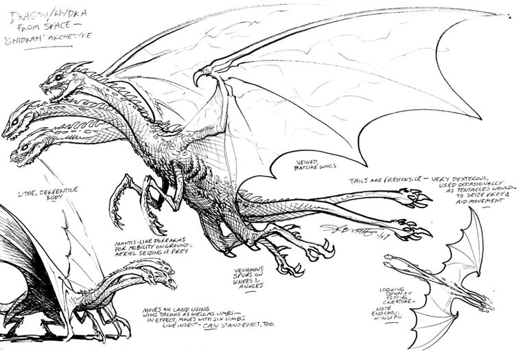 A really cool looking king ghidorah