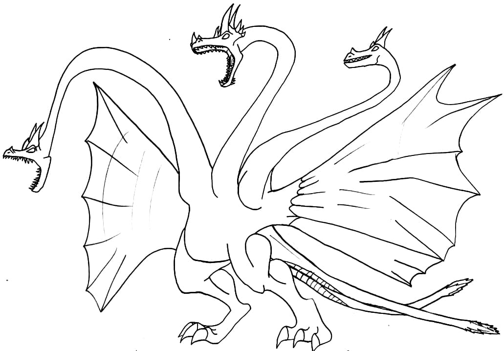 Ghidorah roar coloring page