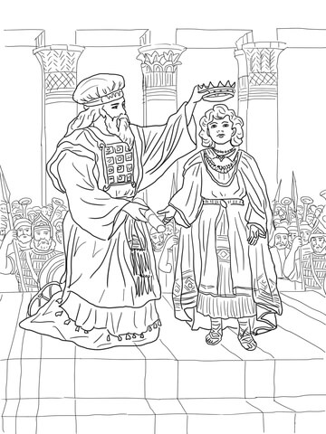 King joash crowned coloring page free printable coloring pages