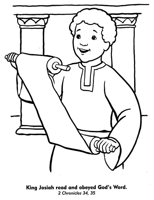 Coloring sheet king josiah read and obeyed gods word pâ