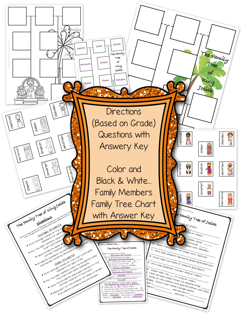 The family tree of king josiah chart and worksheet made by teachers