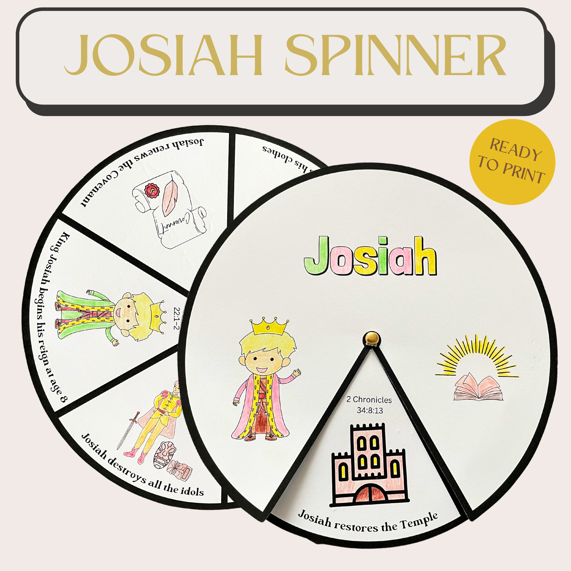 The story of josiah coloring spinner wheel josiah craft sunday school craft kids ministry craftl bible activity for kids bible spinner