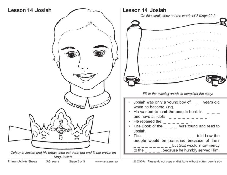 Josiah and the book of the law cssa primary stage lesson â magnify him together