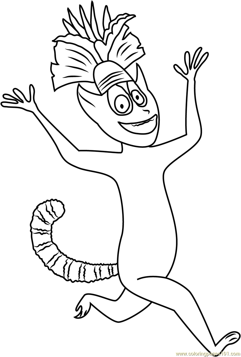 Happy king julien xiii coloring page for kids