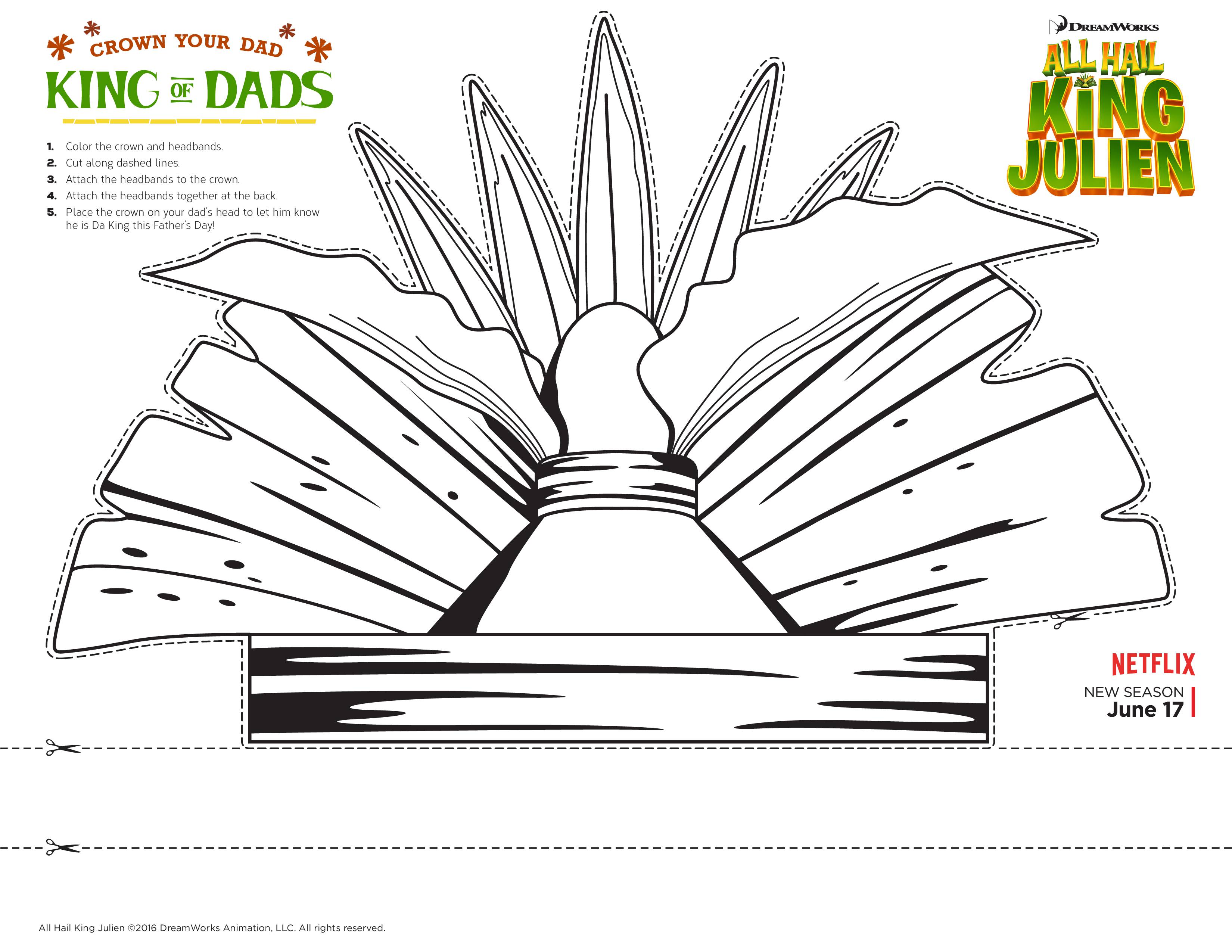 Celebrate fathers day with a printable crown from all hail king julien fathersday